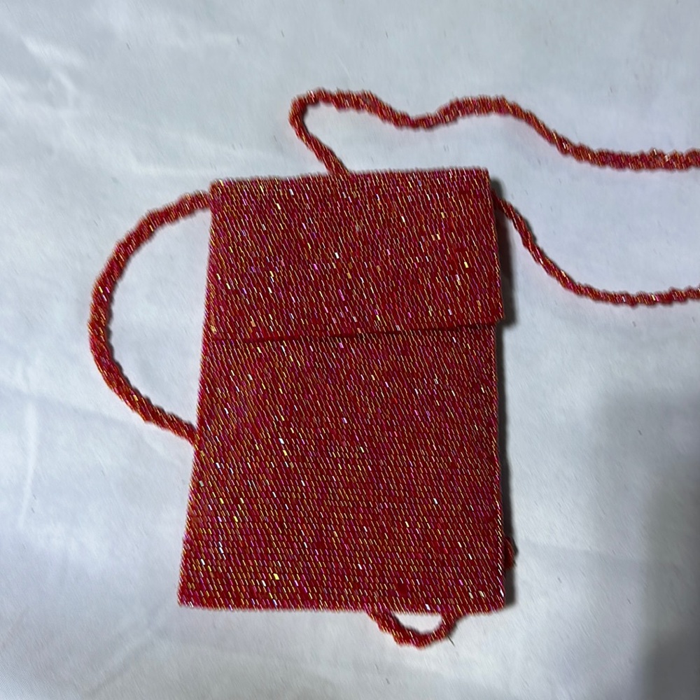 Red beaded Crossbody phone holder
